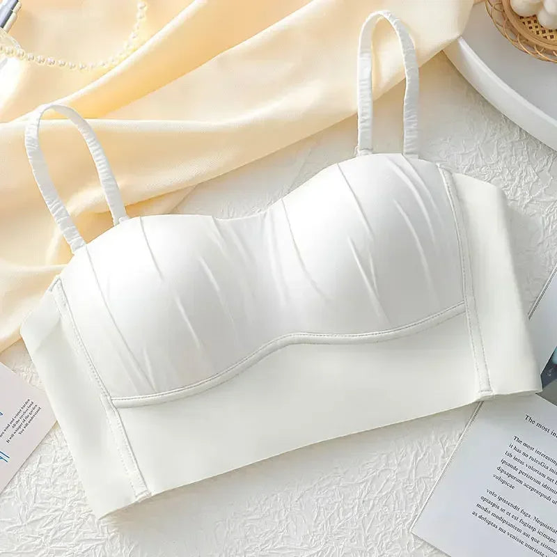 Push Up French Pleated Detachable Ringless Thin Bra