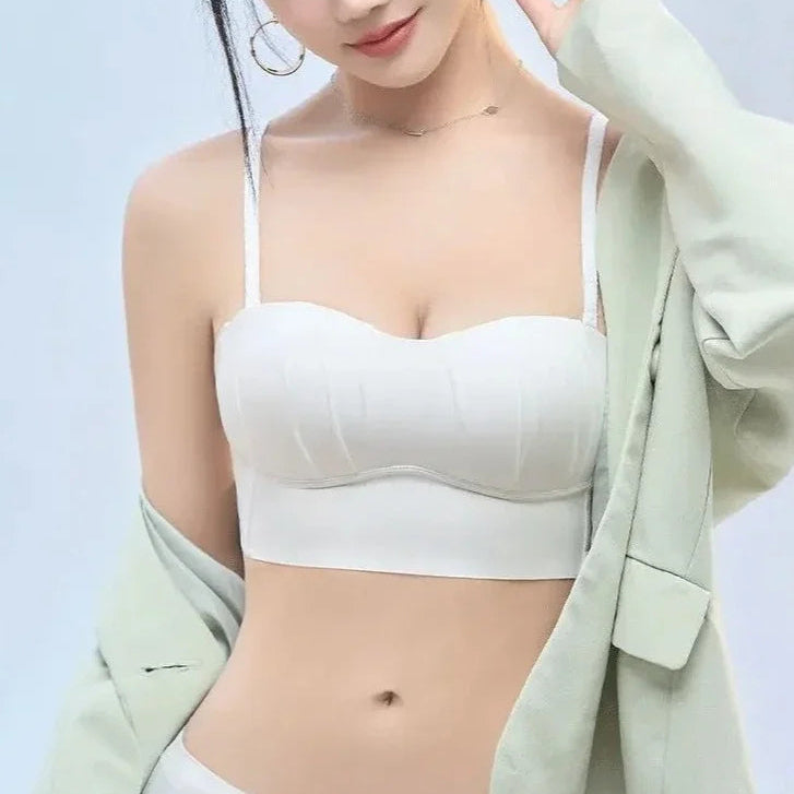 Push Up French Pleated Detachable Ringless Thin Bra
