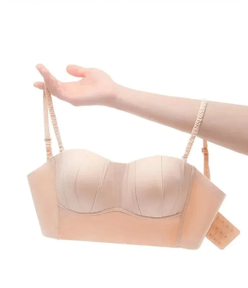 Push Up French Pleated Detachable Ringless Thin Bra