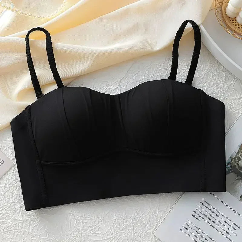 Push Up French Pleated Detachable Ringless Thin Bra