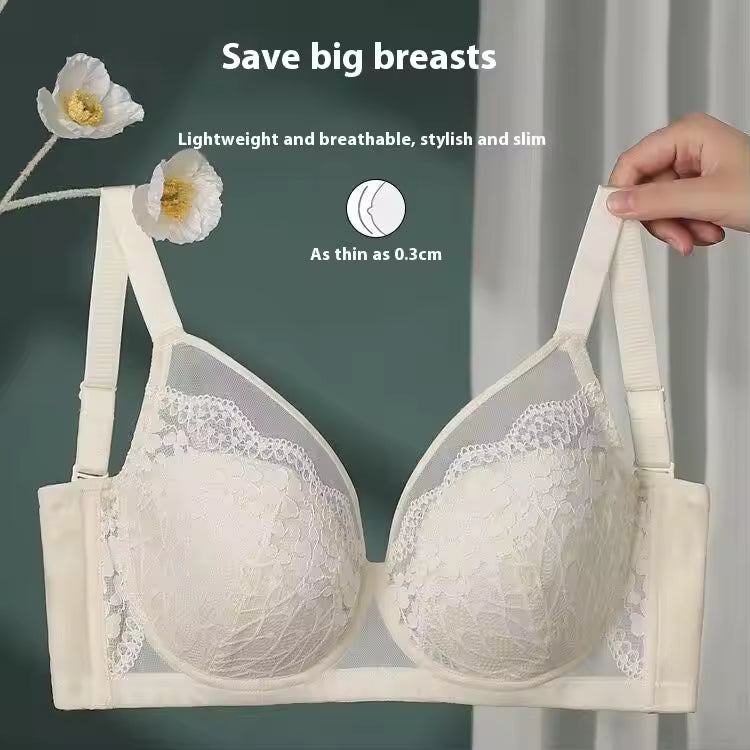 Full-cup Summer Anti-sagging Lace French Thin Bra