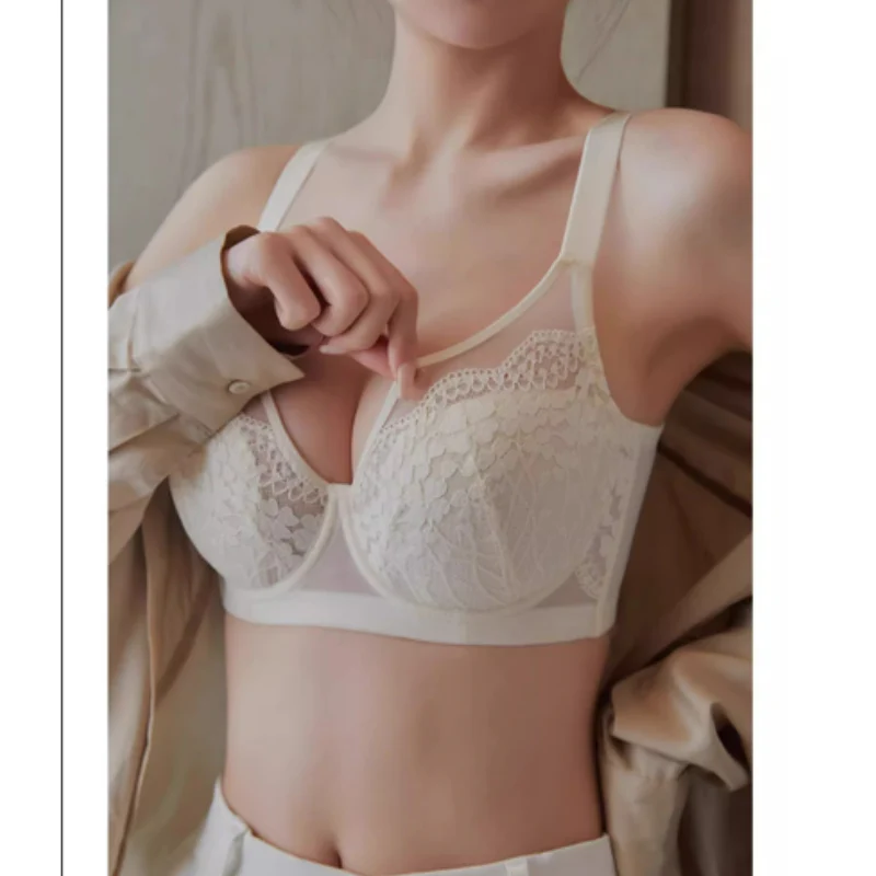 Full-cup Summer Anti-sagging Lace French Thin Bra
