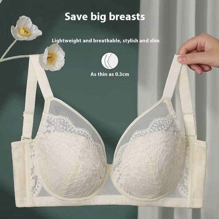 Full-cup Summer Anti-sagging Lace French Thin Bra