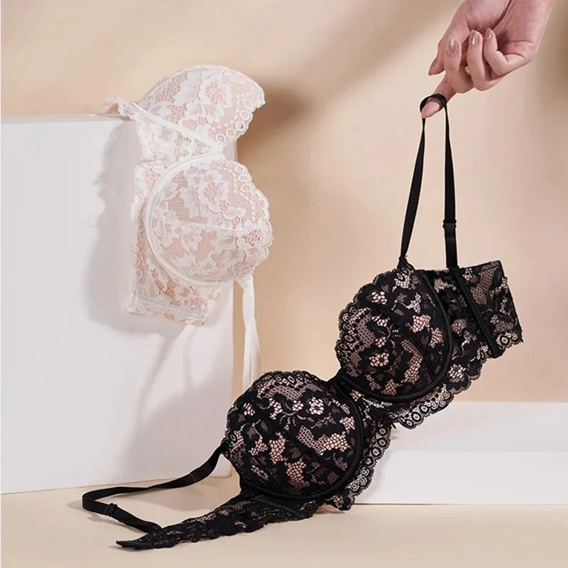 Comfortable Push Up Half Cup Lace Bra