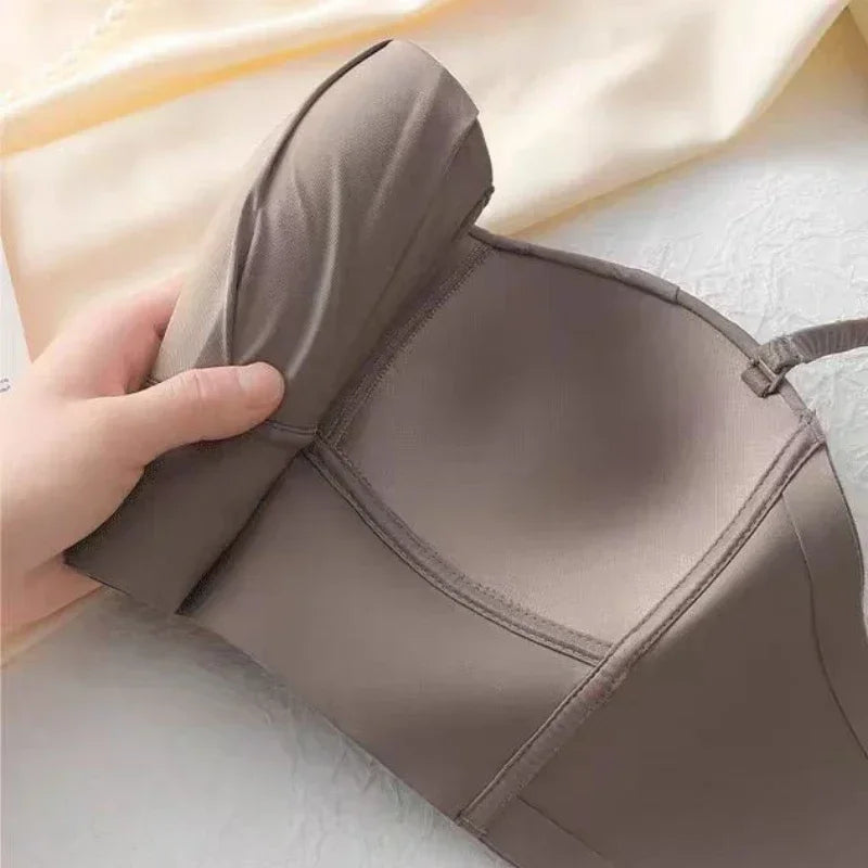 Push Up French Pleated Detachable Ringless Thin Bra